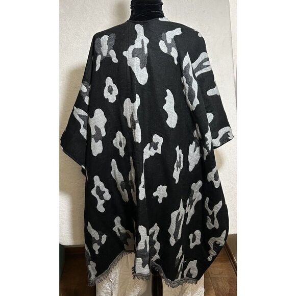 Panache Women's Soft Wrap/Shawl/Poncho/Kimono Cardigan One Size Black And Grey - Picture 4 of 7